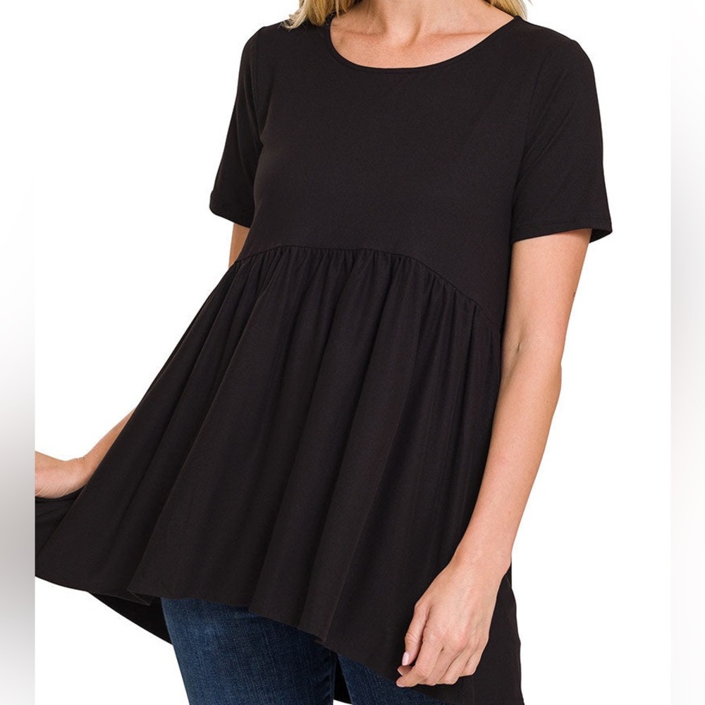 Zenana Black Babydoll Top